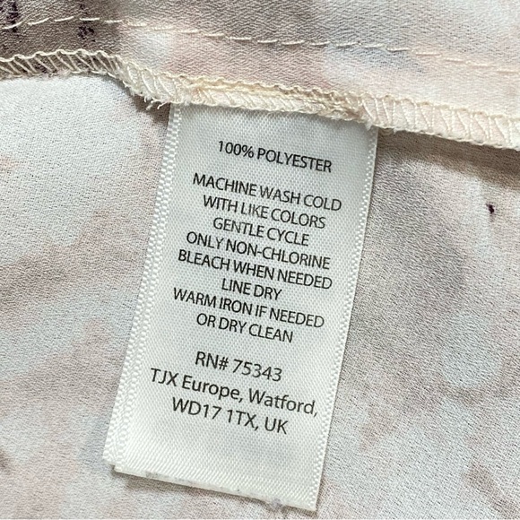 Cynthia Rowley Blouse Women XS Pink Abstract Floral V-Neck Hi Low Hem 3/4 Sleeve - Picture 8 of 11